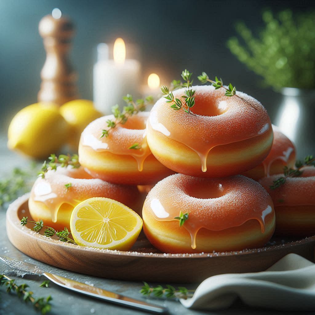 image of lemon thyme donuts on serving platter